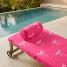 OHS Bow Print Inflatable Beach Bolster Pillow - Hot Pink - thumbnail 3