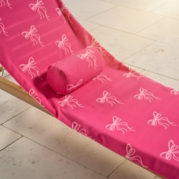 OHS Bow Print Inflatable Beach Bolster Pillow - Hot Pink - thumbnail 2