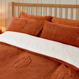 OHS Tufted Pumpkin Teddy Duvet Set, Rust - King - thumbnail 2
