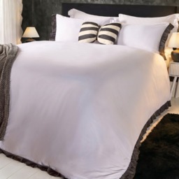 OHS Frill Edge Duvet Set, Monochrome  - Single