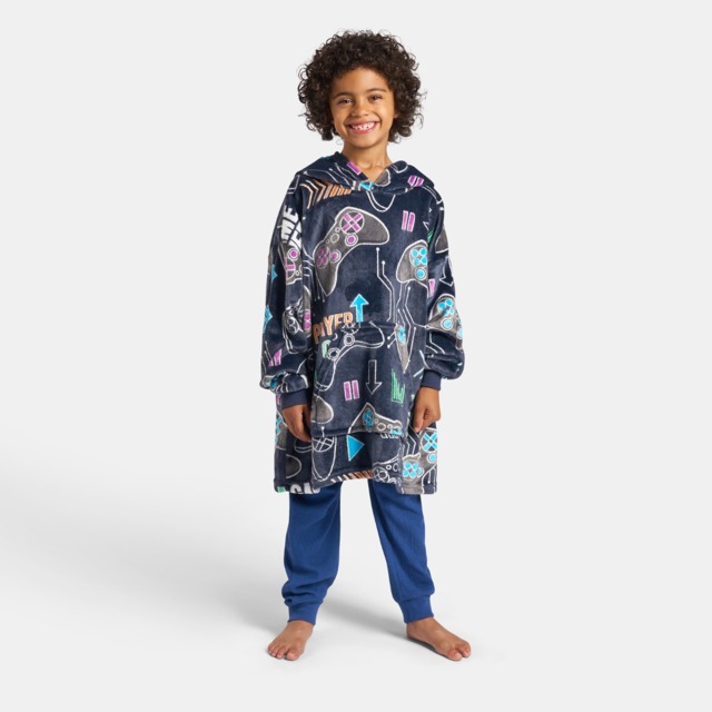 OHS Kids Gaming Glow In The Dark Hoodie Blanket - Black - image 1