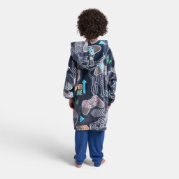 OHS Kids Gaming Glow In The Dark Hoodie Blanket - Black - thumbnail 2