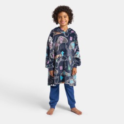 OHS Kids Gaming Glow In The Dark Hoodie Blanket - Black - thumbnail 1