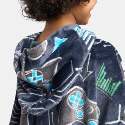 OHS Kids Gaming Glow In The Dark Hoodie Blanket - Black - thumbnail 4