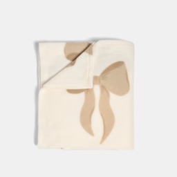 OHS Bow Print Fleece Throw, Cream/Natural - 120 x 150cm - thumbnail 4