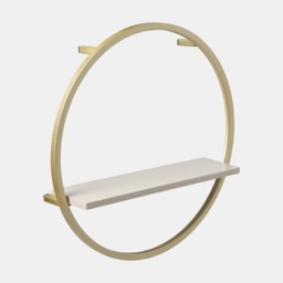 OHS Circle Towel Holder With Shelf - Gold/Stone - thumbnail 3