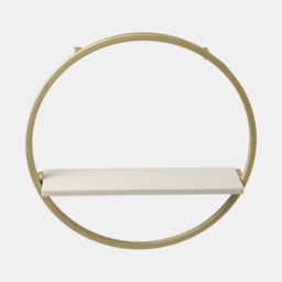 OHS Circle Towel Holder With Shelf - Gold/Stone - thumbnail 2