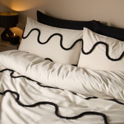 OHS Tufted Wave Duvet Set, Monochrome - Double - thumbnail 2
