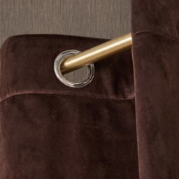OHS Thermal Velvet Eyelet Curtains, Chocolate - 66 x 72in - thumbnail 4