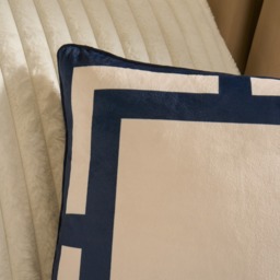 OHS Square Print Cushion Covers, Navy/Cream - 45 x 45cm - thumbnail 2