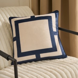 OHS Square Print Cushion Covers, Navy/Cream - 45 x 45cm
