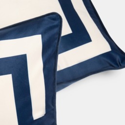 OHS Square Print Cushion Covers, Navy/Cream - 45 x 45cm - thumbnail 4