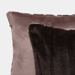 OHS 2-Pack Carved Faux Fur Cushion Covers, Coffee - 45 x 45cm - thumbnail 4