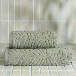 OHS Jacquard Texture Leaf Towel, Sage Green - Hand Towel - thumbnail 2