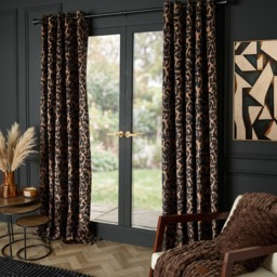 OHS Leopard Print Eyelet Blackout Curtains, Brown - 66 x 90in - thumbnail 1
