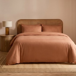 OHS Plain Duvet Cover Set, Toffee - Double
