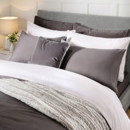 OHS Reversible Duvet Cover Set, White Grey - Single - thumbnail 3