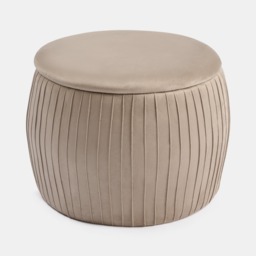 OHS Matte Velvet Pleated Storage Ottoman - Mink - thumbnail 4