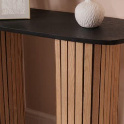 OHS Madison Ribbed Console Table - Light Wood/Black - thumbnail 2
