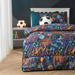 OHS Football Comic Coverless 10.5 Tog Duvet Set, Multi - Single - thumbnail 1
