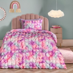 OHS Quilted Seersucker Tie Dye Duvet Cover Set, Multi - Double - thumbnail 1