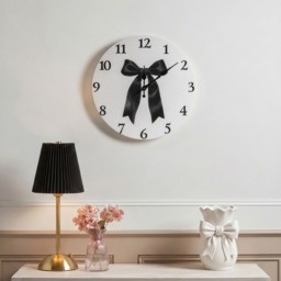 OHS Bow Print Wall Clock - Monochrome