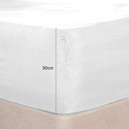 OHS Plain Dyed Deep Fitted Sheet, White - Superking - thumbnail 2