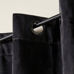 OHS Thermal Velvet Eyelet Curtains, Black - 90 x 90in - thumbnail 3