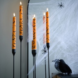 OHS 4 Pack LED Bat Dinner Candles - Orange/White - thumbnail 1