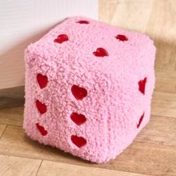 OHS Boucle Heart Print Dice Doorstop - Pink/Red - thumbnail 2