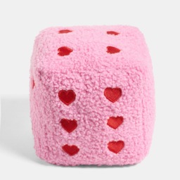 OHS Boucle Heart Print Dice Doorstop - Pink/Red - thumbnail 4
