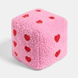 OHS Boucle Heart Print Dice Doorstop - Pink/Red - thumbnail 3