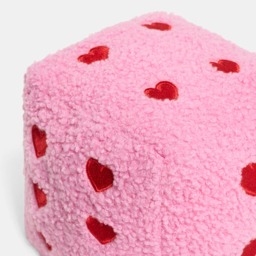 OHS Boucle Heart Print Dice Doorstop - Pink/Red - thumbnail 5