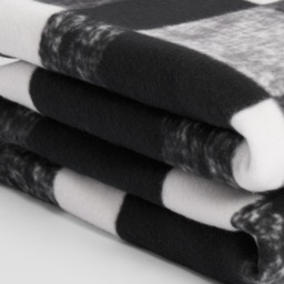 OHS Tartan Check Fleece Throw, Monochrome - 120 x 150cm - thumbnail 4