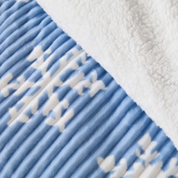 OHS Snowflake Print Ribbed Fleece Duvet Cover Set, Blue - Double - thumbnail 4