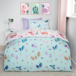 OHS Kids Dinosaur Print Reversible Duvet Cover Set, Pink/Blue - Single - thumbnail 2