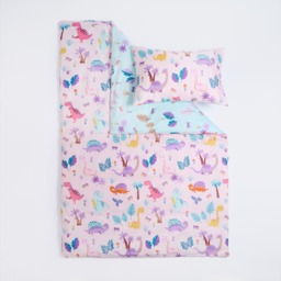 OHS Kids Dinosaur Print Reversible Duvet Cover Set, Pink/Blue - Single - thumbnail 5