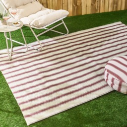 OHS Vintage Stripe Outdoor Rug, Chocolate/Cream - 120 x 170cm - thumbnail 1