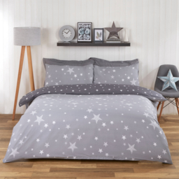OHS Textured Stars Duvet Set, Grey - Single - thumbnail 1
