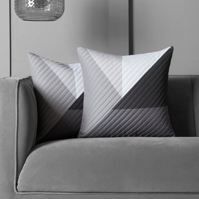 OHS Ralph Quilted Cushion Covers, Grey - 2 Pack - image 1