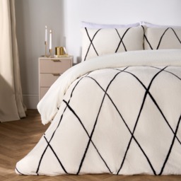 OHS Diamond Check Duvet Cover Set, Monochrome - Single - thumbnail 1