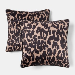 OHS Leopard Print Matte Velvet Cushion Covers, Monochrome - 45 x 45cm - thumbnail 2