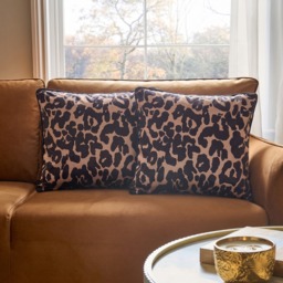OHS Leopard Print Matte Velvet Cushion Covers, Monochrome - 45 x 45cm