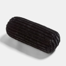OHS Faux Fur Ribbed Bolster Pillow - Black - thumbnail 3