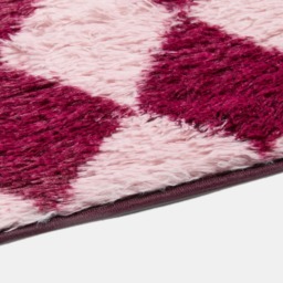OHS Fluffy Diamond Print Rug, Burgundy/Pink - 120 x 170cm - thumbnail 3