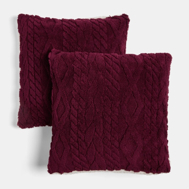 OHS Cable Knit Cushion Covers, Burgundy - 45 x 45cm - image 1