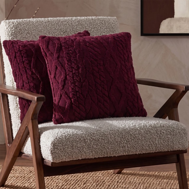 OHS Cable Knit Cushion Covers, Burgundy - 45 x 45cm - image 1