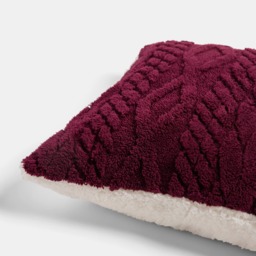 OHS Cable Knit Cushion Covers, Burgundy - 45 x 45cm - thumbnail 2