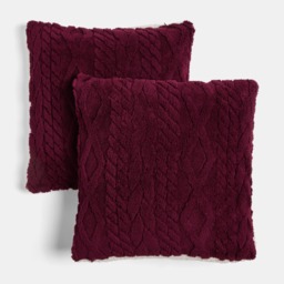 OHS Cable Knit Cushion Covers, Burgundy - 45 x 45cm