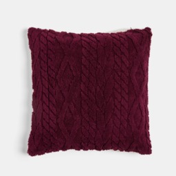 OHS Cable Knit Cushion Covers, Burgundy - 45 x 45cm - thumbnail 4